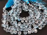 Natural Blue Topaz Gemstone Briolette Beads, Jewelry Supplies for DIY Jewelry Making, Bulk beads, Wholesale Beads, 8" Strand