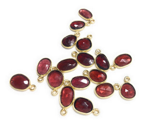 Wholesale Garnet Gemstone Charms, Gold Plated Sterling Silver Charms, Jewelry Findings for DIY Jewelry Making, Jewelry Supplies, 4 PC/5 PC