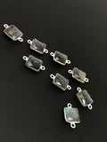 4 Pcs Labradorite Gemstone Connector, Sterling Silver Connectors, Wholesale Jewelry Findings for Jewelry Making, Jewelry Supplies, 17.5x11mm