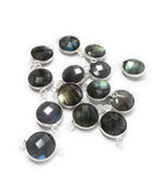 5 Pcs Labradorite Gemstone Connector, Sterling Silver Connector Charms, 18.5x12mm