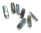 Labradorite Gemstone Charms, Sterling Silver Briolette Bar Charms , Wholesale Jewelry Findings, Jewelry Making, Jewelry Supplies, 31.75x10mm