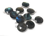 6 Pcs Labradorite Gemstone Charms, Sterling Silver Briolette Charms for Jewelry Making, DIY Jewelry Supplies, 19.5mmx16mm