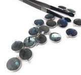 6 Pcs Labradorite Gemstone Charms, Sterling Silver Briolette Charms for Jewelry Making, DIY Jewelry Supplies, 19.5mmx16mm