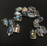 7 Pcs Labradorite Gemstone Charms, Sterling Silver Briolette Charms , Wholesale Jewelry Findings, Jewelry Making, Jewelry Supplies, 17x10mm