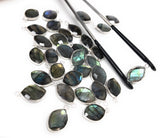 5 Pcs Labradorite Gemstone Charms, Sterling Silver Briolette Charms , Wholesale Jewelry Findings, Jewelry Making, Jewelry Supplies, 18x11mm