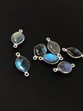 9 Pcs Labradorite Gemstone Sterling Silver Connectors, DIY Jewelry Making Connector Charms, 22x11mm
