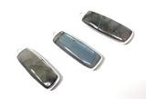 3 Pcs Labradorite Gemstone Charms, Sterling Silver Bar Charms, Wholesale Jewelry Findings for Jewelry Making, Briolette Charms, 31.75x10.5mm