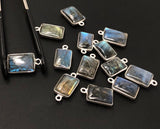 13 Pcs Labradorite Gemstone Charms, Sterling Silver Briolette Charms , Wholesale Jewelry Findings, Jewelry Making, Jewelry Supplies, 17x10mm