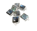 7 Pcs Labradorite Gemstone Charms, Sterling Silver Briolette Charms, Wholesale Jewelry Findings, Jewelry Making, Jewelry Supplies, 14.5x11mm