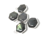 5 Pcs Labradorite Gemstone Charms, Sterling Silver Charms , Wholesale Jewelry Findings, Jewelry Making, Jewelry Supplies, 19.5x15.5mm