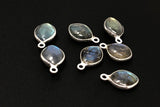 7 Pcs Labradorite Gemstone Charms, Sterling Silver Briolette Charms, Wholesale Jewelry Findings, Jewelry Making, Jewelry Supplies, 15.5x10mm