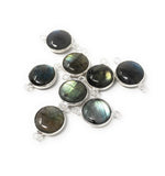 Wholesale 4 Pcs Labradorite Gemstone Connector, Sterling Silver Jewelry Findings for Jewelry Making, Briolette Connectors, 18.5x12mm