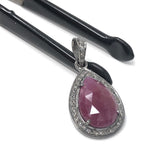 Sterling Silver Pink Sapphire Diamond Pendant, Gemstone Pendant, Pave Diamond Pendant, Natural Sapphire Gemstone Jewelry, Gifts for Her