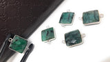 Natural Emerald Gemstone Connector, Sterling Silver Connectors, Wholesale Jewelry Findings for Jewelry Making, Jewelry Supplies, 22mmx14.5mm