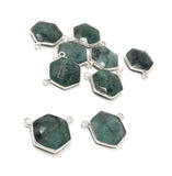 Natural Emerald Gemstone Connector, Sterling Silver Connectors, Wholesale Jewelry Findings for Jewelry Making, Jewelry Supplies, 16.5mmx20mm