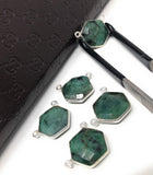 Natural Emerald Gemstone Connector, Sterling Silver Connectors, Wholesale Jewelry Findings for Jewelry Making, Jewelry Supplies, 16.5mmx20mm