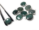 Natural Emerald Gemstone Connector, Sterling Silver Connectors, Wholesale Jewelry Findings for Jewelry Making, Jewelry Supplies, 16.5mmx16mm