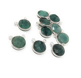 Natural Emerald Gemstone Connector, Sterling Silver Connectors, Wholesale Jewelry Findings for Jewelry Making, Jewelry Supplies, 12.5mmX14mm