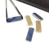 Sterling Silver Sapphire Gemstone Bar Connectors, Gemstone Briolette Double Loop Charms, Jewelry Supplies, Jewelry Findings, 36.5mmX10mm