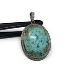 Sterling Silver Turquoise Pendant, Pave Diamond Pendant, Turquoise Pendant, Natural Gemstone Jewelry, Gifts for Her, DIY Pendant