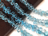 Natural Blue Topaz Gemstone Briolette Beads, Jewelry Supplies for DIY Jewelry Making, Bulk beads, Wholesale Beads, 8" Strand