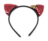 Cat Ear Flip Sequins Headband, Girls Headband, Back to School Hair Accessories, Birthday Gifts and Party Favors for Kids, 1 Pc