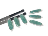 Amazonite Gemstone Bar Connector, Silver Bezel Briolette Connectors, Jewelry Supplies for Jewelry Making, Wholesale Jewelry Findings, 1 Pc