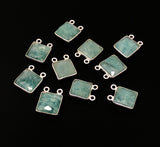 9 Pcs Sterling Silver Amazonite Gemstone Connector, Bulk Charms, Jewelry Supplies for Jewelry Making, Wholesale Jewelry Findings