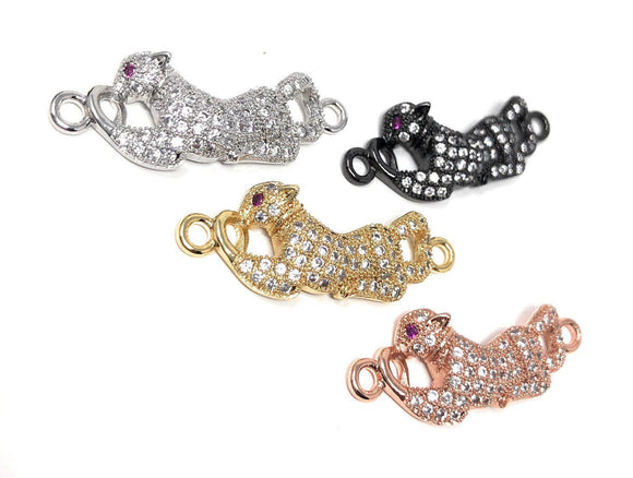 CZ Micro Pave Leopard Connector, Pave Findings, CZ Pave Link Charm Connectors, Jewelry Findings, Jewelry Supplies, DIY Jewelry Making, 1 Pc