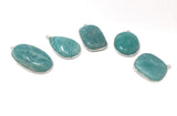 5Pcs Amazonite Gemstone Charms, Sterling Silver Charms, Natural Peruvian Amazonite Charms , DIY Jewelry Making Supplies