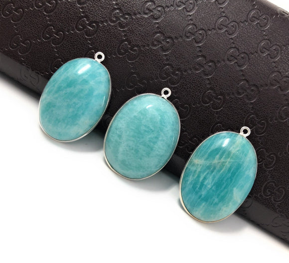 3Pcs Amazonite Gemstone Charms, Sterling Silver Charms, Natural Peruvian Amazonite Charms, DIY Jewelry Making Supplies