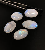 3Pcs Moonstone Cabochon, Gemstone Cabochons, Natural Rainbow Moonstone Cabochon Wholesale Lot, Wire Wrapping, Large Size Cabs, 28mm - 34mm