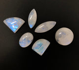 6Pcs Moonstone Gemstone Cabochons, Natural Rainbow Moonstone Cabochon Wholesale Lot, Wire Wrapping, Mix Shape Cabs, 20mm - 30mm