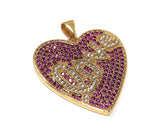 CZ Micro Pave Heart Pendant, Real Gold Plated Love Word Pendant, Jewelry Supplies, Jewelry Findings, Micro Pave Pendants, DIY Jewelry, 1 Pc