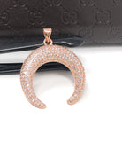 CZ Micro Pave Double Horn Pendant, Moon Crescent Pendants, Jewelry Supplies, Jewelry Findings, Micro Pave Pendants, DIY Jewelry, 1 Pc