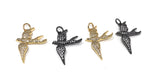CZ Micro Pave Bird Charms, Jewelry Supplies for DIY Jewelry Making, Flying Bird Animal Charms, CZ Charms, 1 Pc