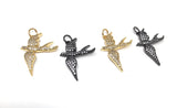 CZ Micro Pave Bird Charms, Jewelry Supplies for DIY Jewelry Making, Flying Bird Animal Charms, CZ Charms, 1 Pc