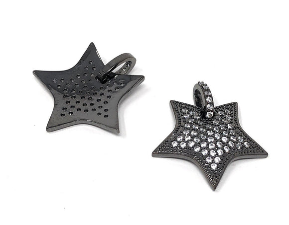 CZ Micro Pave Star Pendant, Gun Metal Plated Star Pendant, Jewelry Supplies, Jewelry Findings, Micro Pave Pendants, DIY Jewelry, 1 Pc