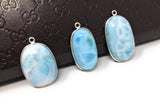 3 Pc Larimar Gemstone Charms, AAA Grade Larimar Sterling Silver Charms, Bulk Wholesale Charms, Jewelry Supplies for DIY Jewelry