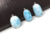 3 Pc Larimar Gemstone Charms, AAA Grade Larimar Sterling Silver Charms, Bulk Wholesale Charms, Jewelry Supplies for DIY Jewelry