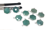 Sterling Silver Amazonite Gemstone Connector, Bulk Charms, Jewelry Supplies for Jewelry Making, Wholesale Jewelry Findings, 1 Pc
