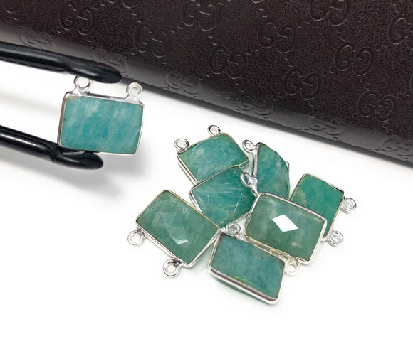 Sterling Silver Amazonite Gemstone Connector, Jewelry Supplies for Jewelry Making, Wholesale Jewelry Findings, Bulk Amazonite Charms, 1 Pc