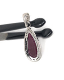 Natural Ruby Diamond Pendant, Gemstone Pendant, Sterling Silver Pendant, Pave Diamond Pendant, Genuine Ruby Jewelry Gifts for Her