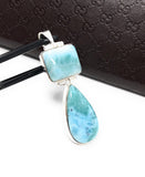 Larimar Pendant, Natural Gemstone Jewelry, Sterling Silver Pendant, Wholesale DIY Jewelry Making Supplies, Gifts for Her, 65mm X 19mm