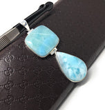 Larimar Pendant, Natural Gemstone Jewelry, Sterling Silver Pendant, Wholesale Jewelry Supplies, Bohemian Jewelry, Gifts for Her, 76mm x 27mm