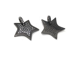 CZ Micro Pave Star Pendant, Gun Metal Plated Star Pendant, Jewelry Supplies, Jewelry Findings, Micro Pave Pendants, DIY Jewelry, 1 Pc