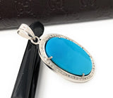 Sleeping Beauty Arizona Turquoise Pendant, Sterling Silver Diamond Pendant, Natural Genuine Gemstone Jewelry, DIY Pendant