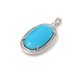 Turquoise Pendant, Sterling Silver Diamond Pendant, Sleeping Beauty Turquoise Pendant, Natural Genuine Gemstone Jewelry, DIY Pendant