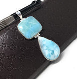 Larimar Pendant, Natural Gemstone Jewelry, Sterling Silver Pendant, Wholesale Jewelry Supplies, Bohemian Jewelry, Gifts for Her, 76mm x 27mm