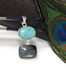 Labradorite Pendant, Larimar Pendant, Gemstone Pendant, Gemstone Jewelry, Sterling Silver Pendant, Bohemian Jewelry, Wholesale Pendant